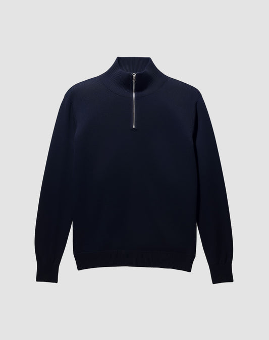 Navy Zip Collar Sweater