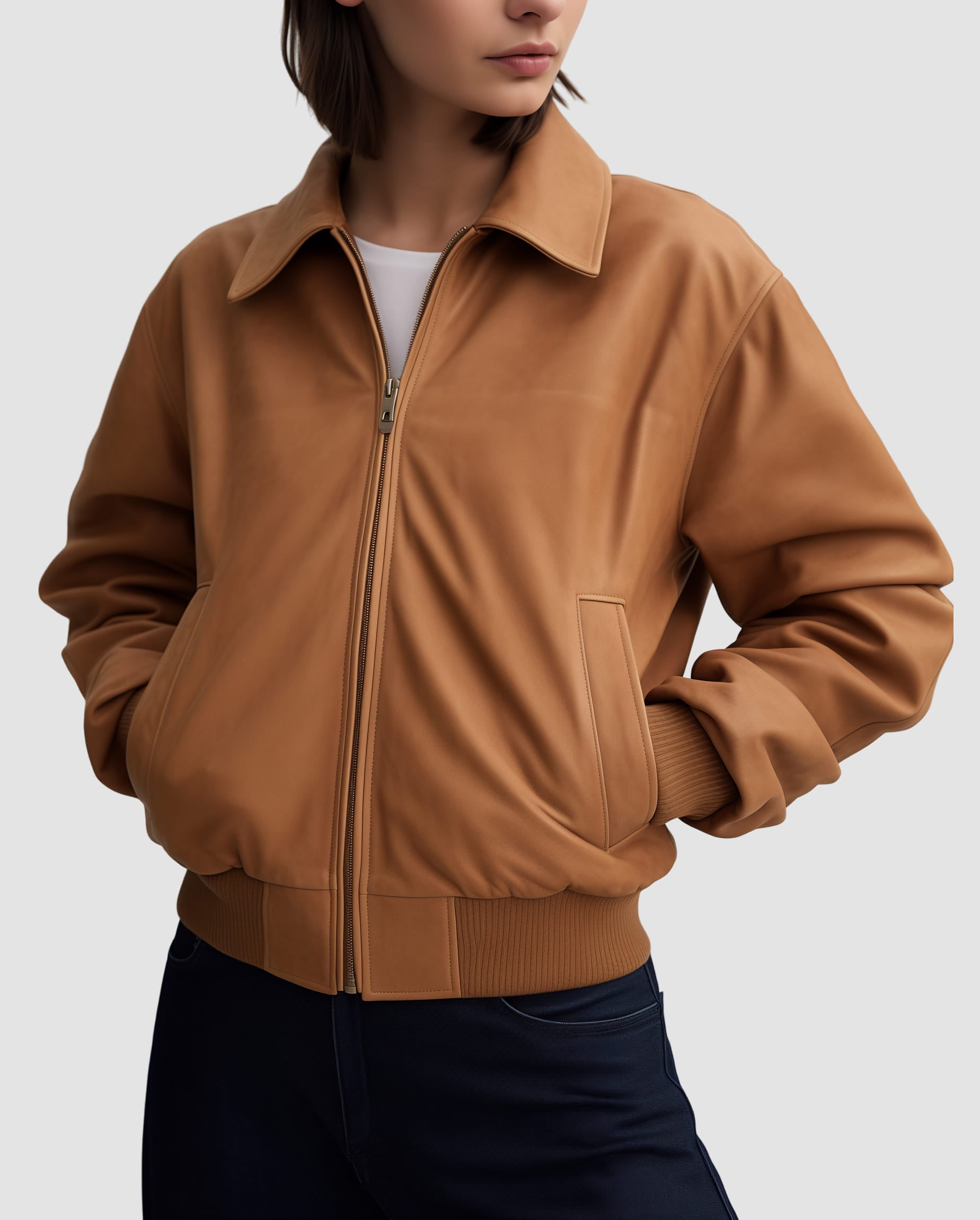 Zippered Bomber Jacket