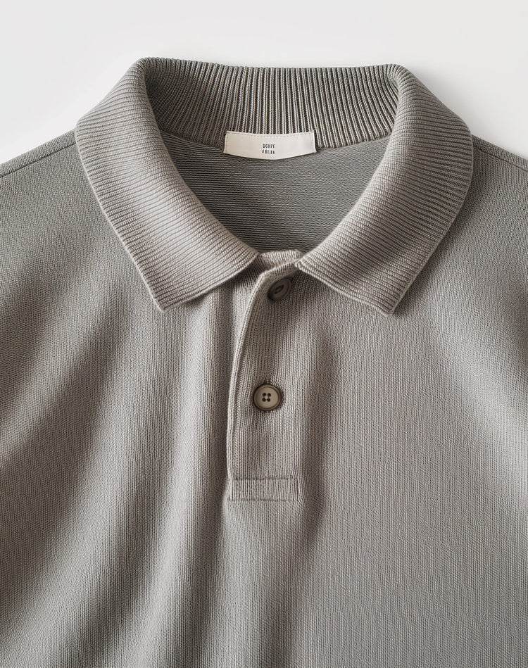 Taupe Contrast Trim Polo Shirt