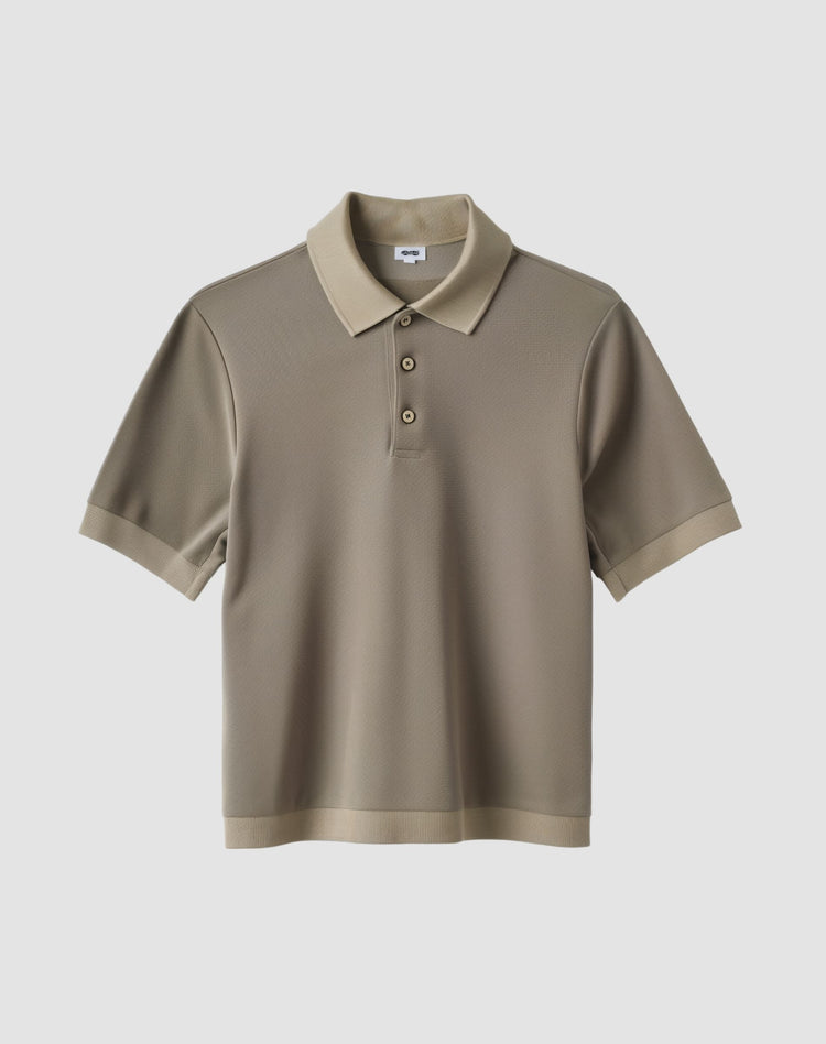 Taupe Contrast Trim Polo Shirt